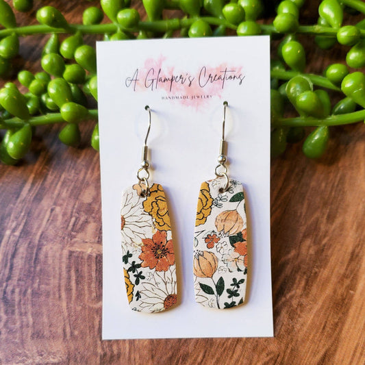 Fall Floral Leather Earrings