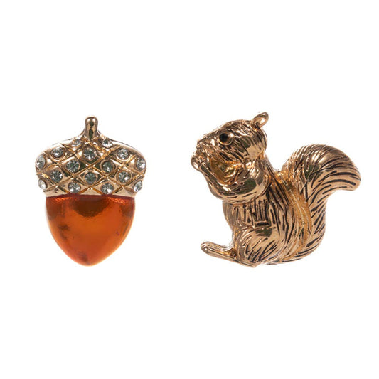 Mismatch Acorn Squirrel Stud Earrings