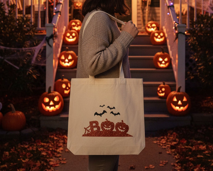 Halloween Glitter Canvas Tote Crafted by Us!