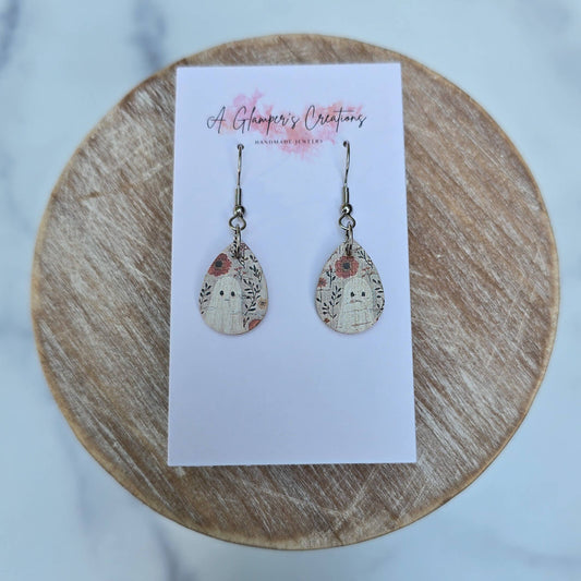 Halloween Ghosts Mini Teardrop Leather Earrings