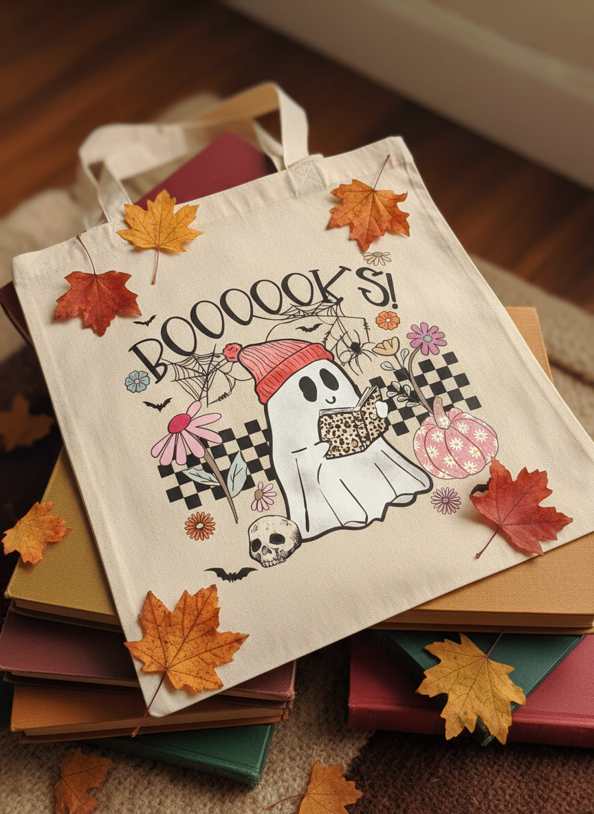 Boooooks Small Canvas Tote Crafted by Us!