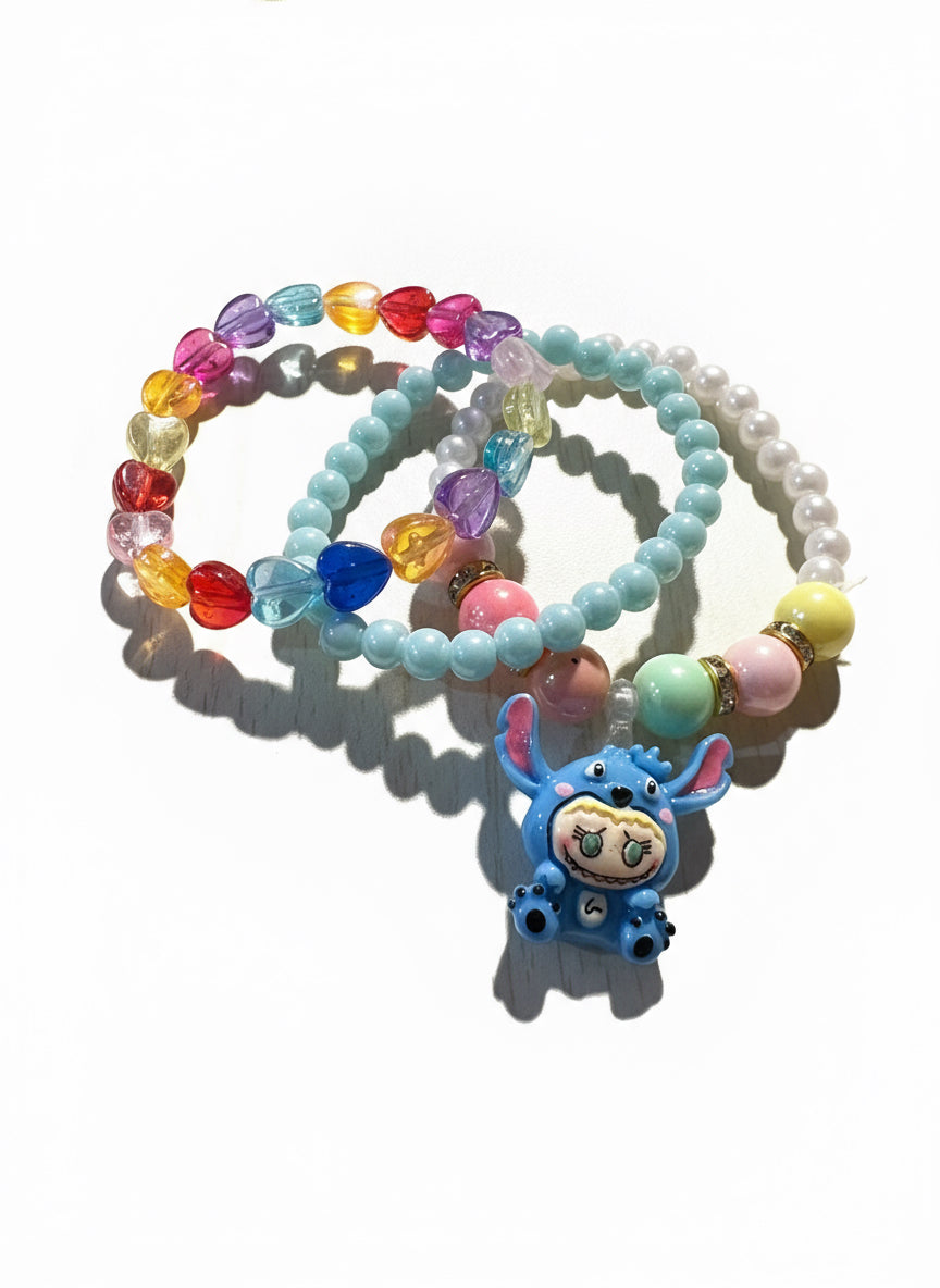 Labubu Monster Inspired Bead Stretch Bracelets (Set of 3)