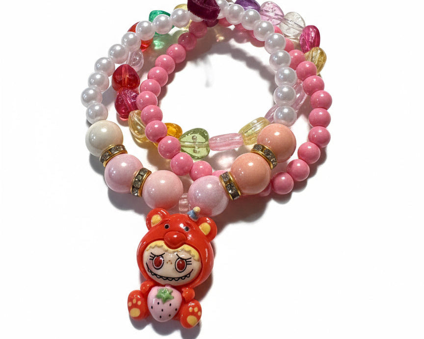 Labubu Monster Inspired Bead Stretch Bracelets (Set of 3)