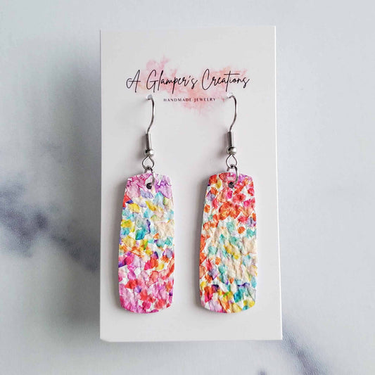 Floral Watercolor Leather Earrings